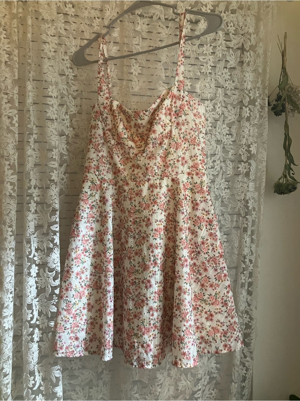 BeBop Cream Dress with Pink Floral Print